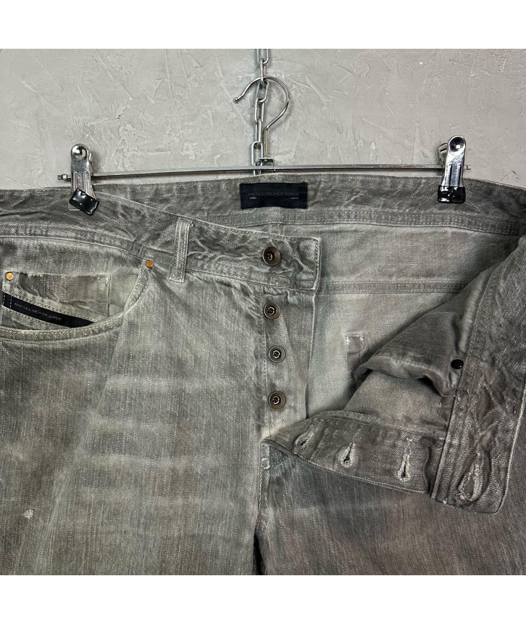 DIESEL BLACK GOLD Серые хлопковые прямые джинсы, фото 7