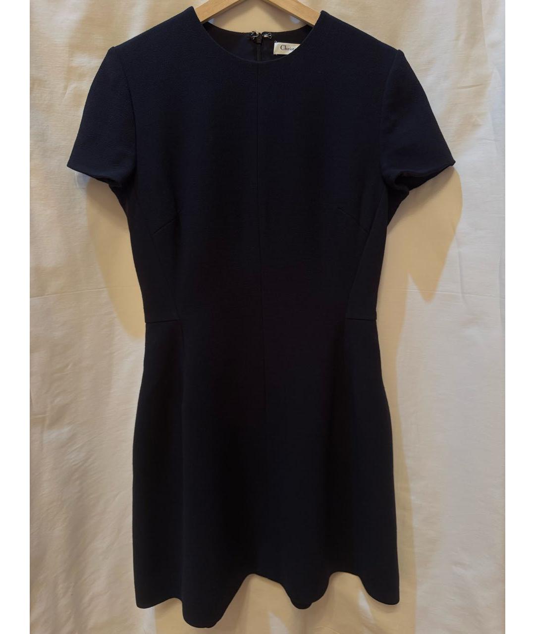 CHRISTIAN DIOR Темно-синее шерстяное повседневное платье, фото 5