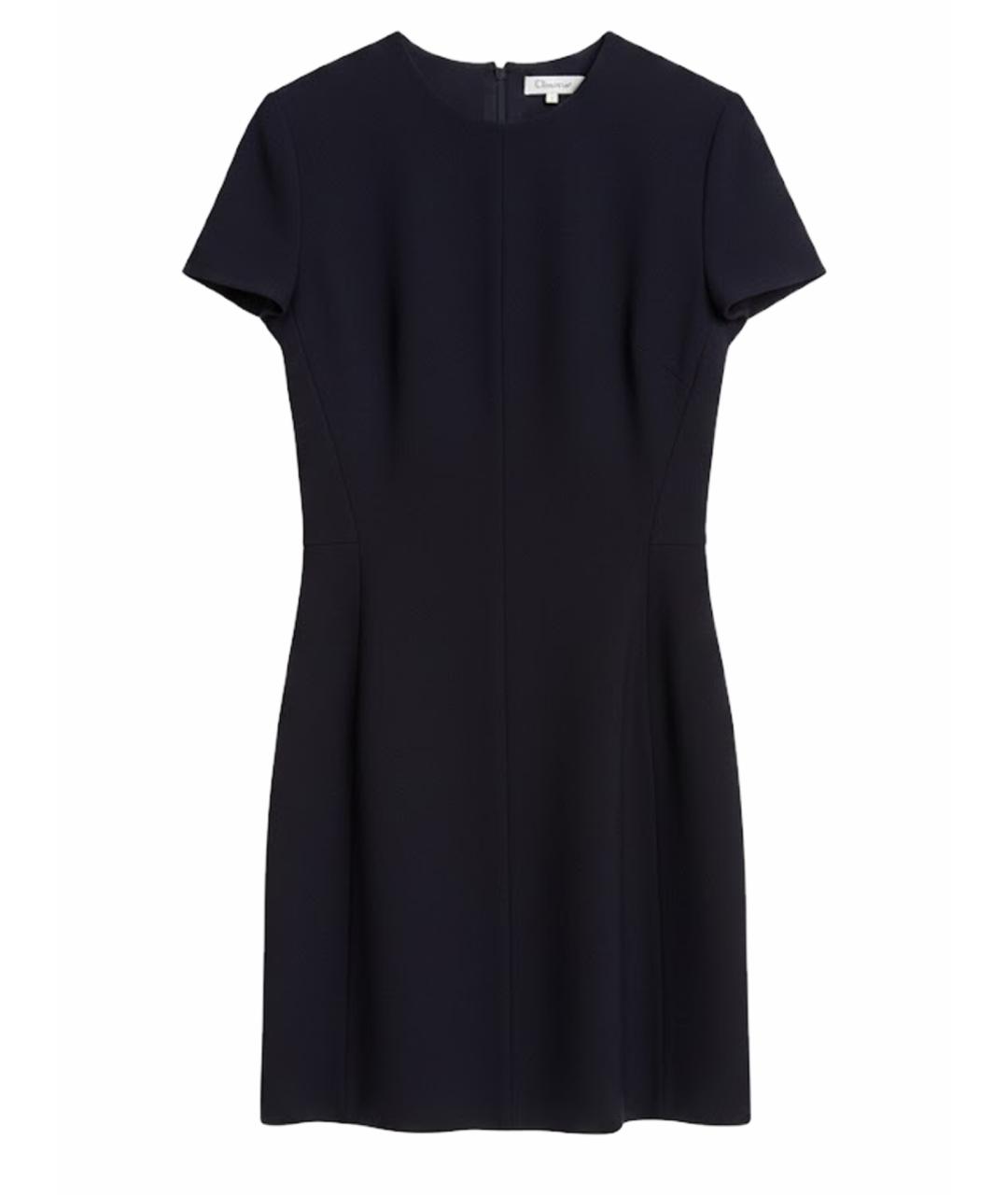 CHRISTIAN DIOR Темно-синее шерстяное повседневное платье, фото 1