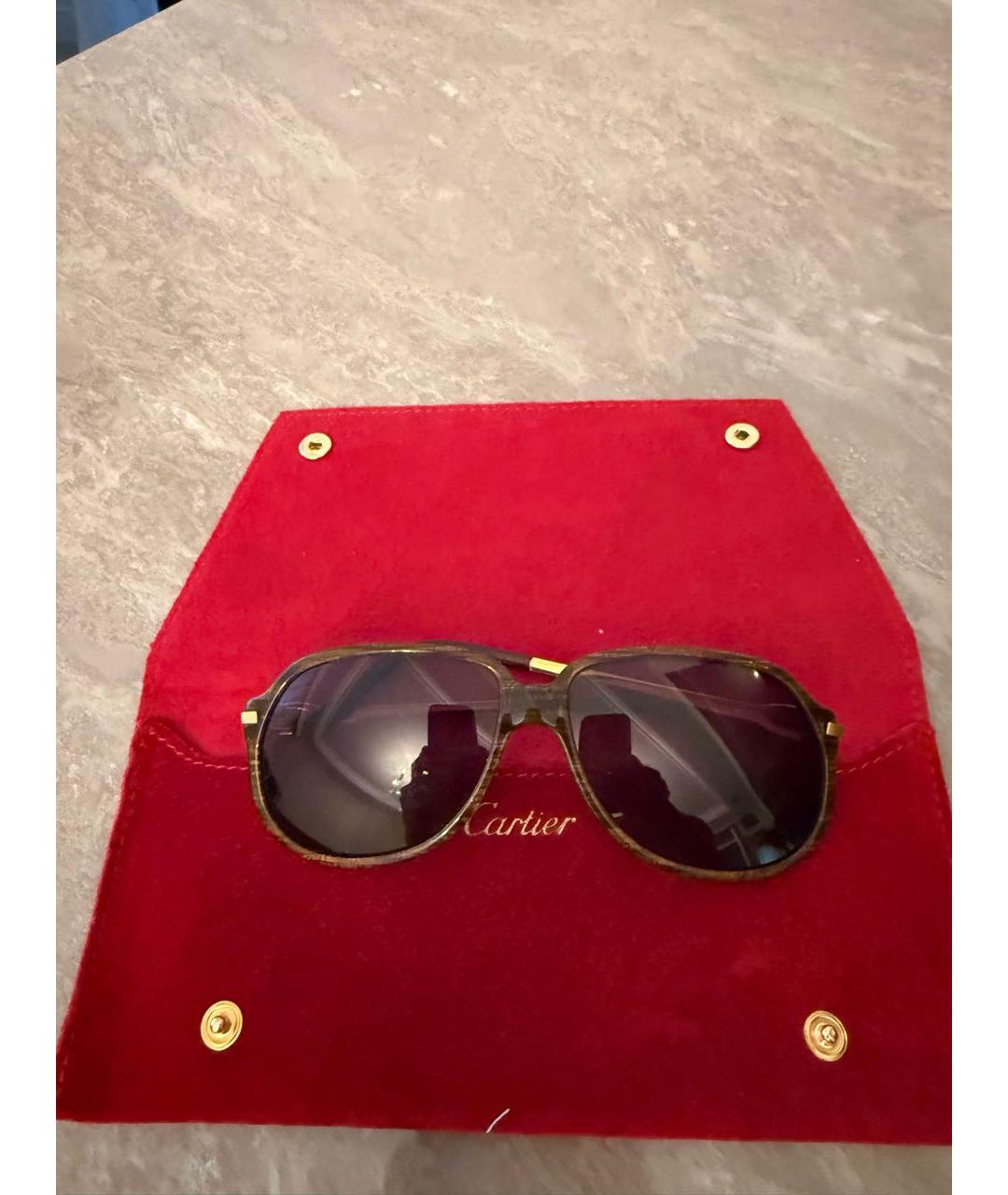 CARTIER Коричневые металлические солнцезащитные очки, фото 8