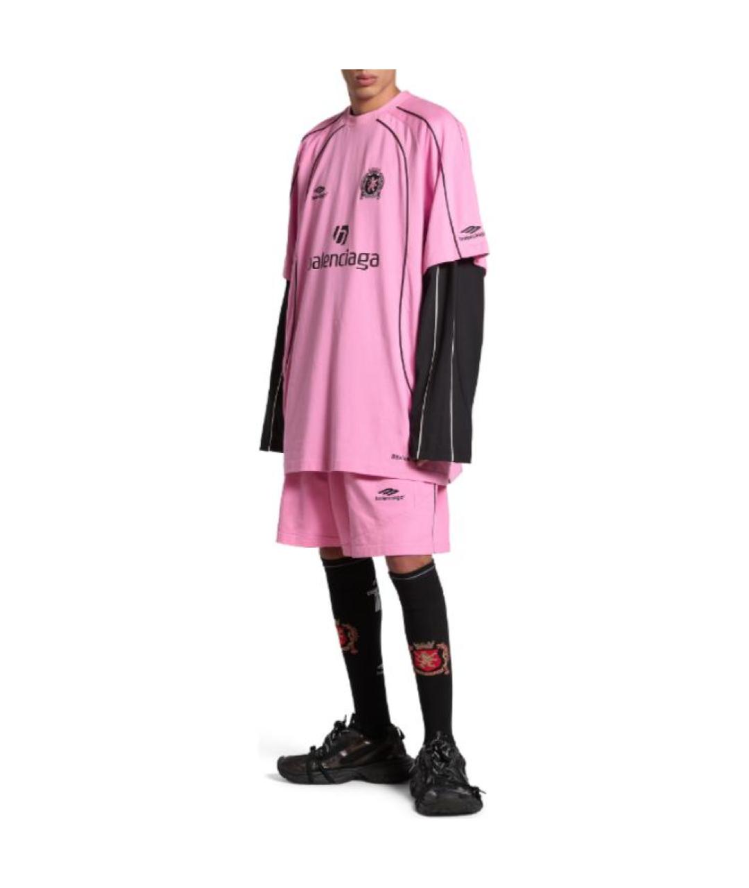 BALENCIAGA Розовая хлопковая футболка, фото 3