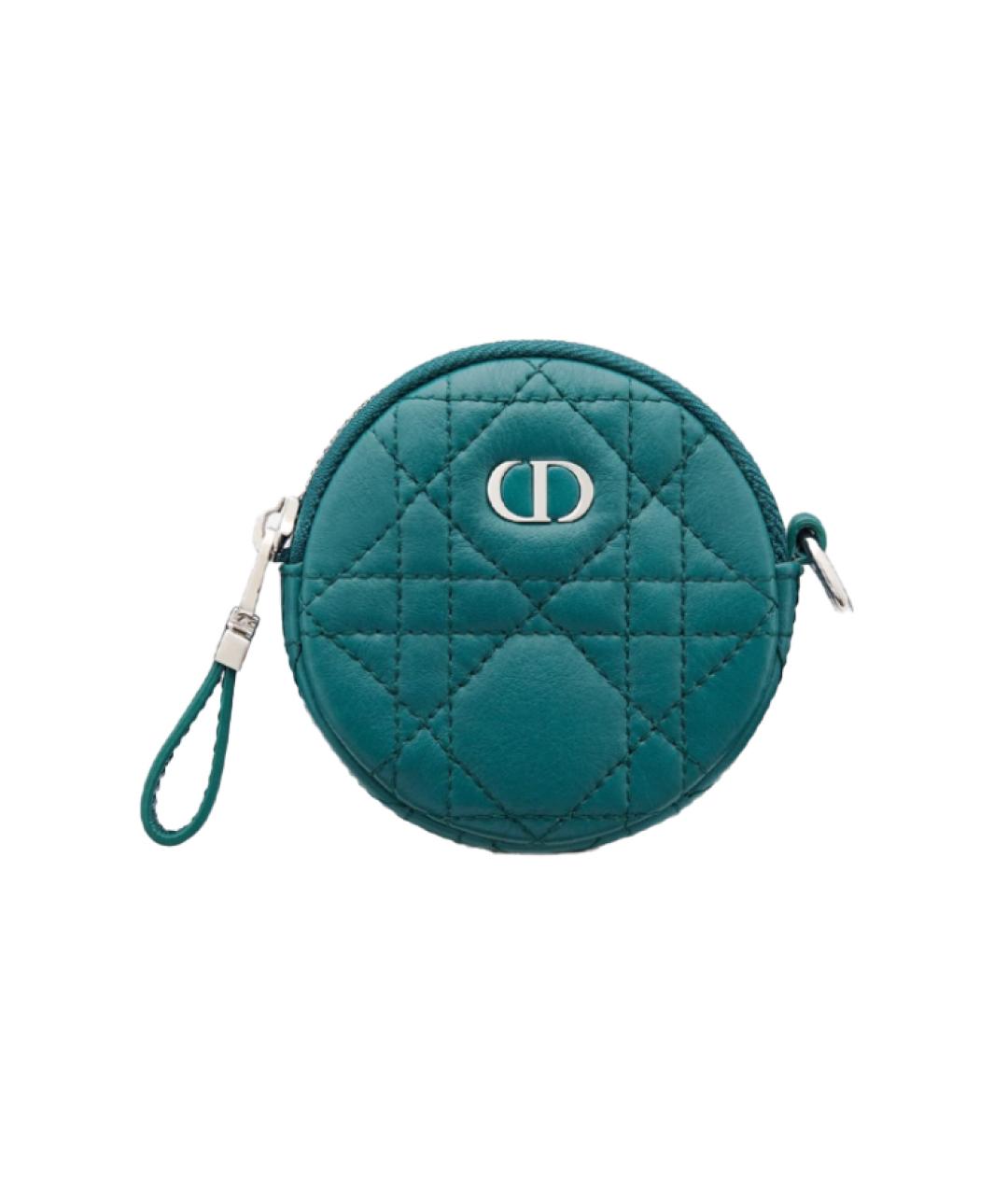 CHRISTIAN DIOR Бирюзовый кожаный кошелек, фото 1