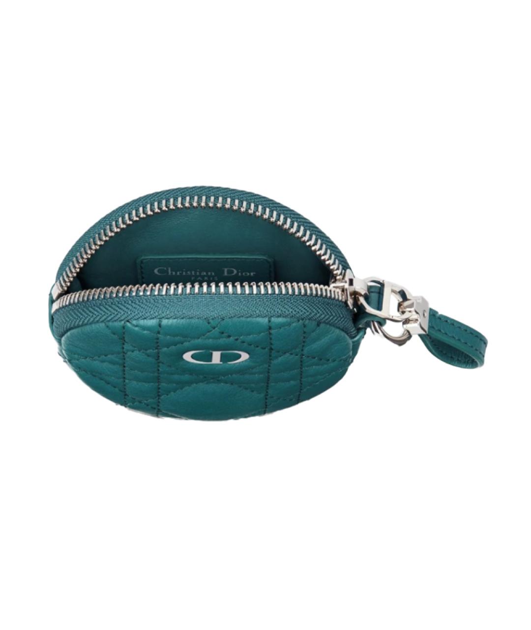 CHRISTIAN DIOR Бирюзовый кожаный кошелек, фото 3