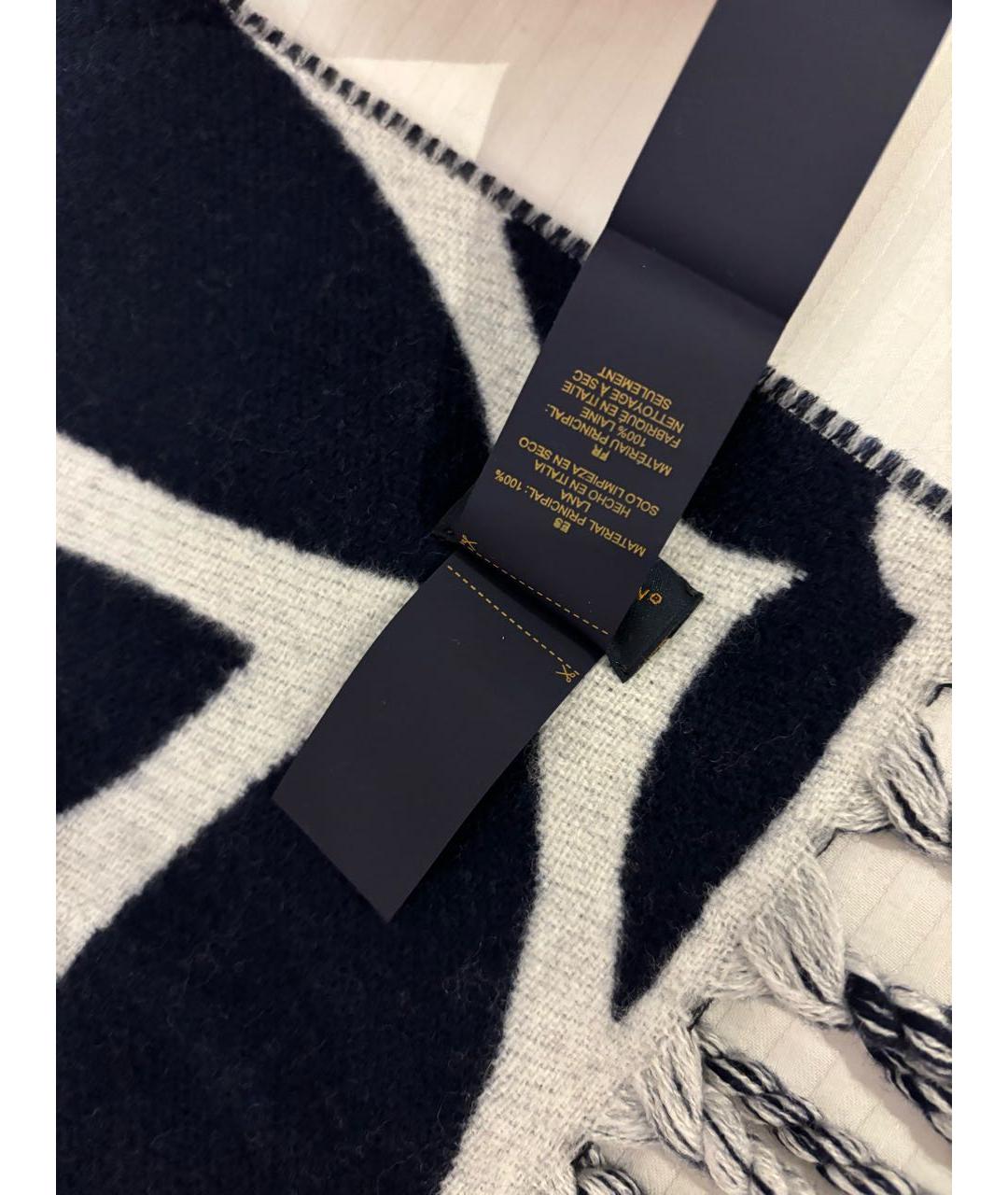 LOUIS VUITTON Темно-синий шерстяной шарф, фото 6