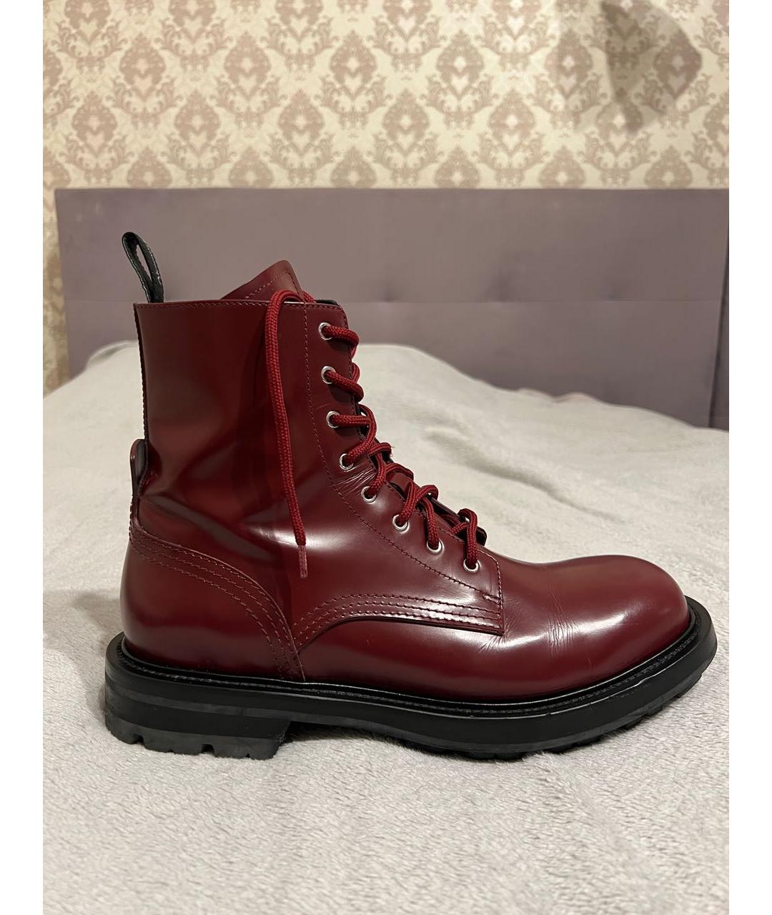 ALEXANDER MCQUEEN Бордовые кожаные высокие ботинки, фото 8