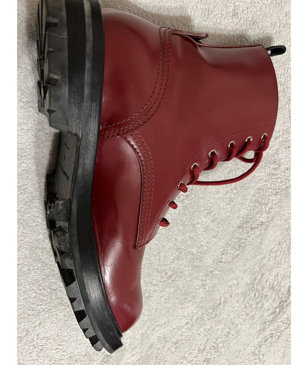 ALEXANDER MCQUEEN Бордовые кожаные высокие ботинки, фото 5