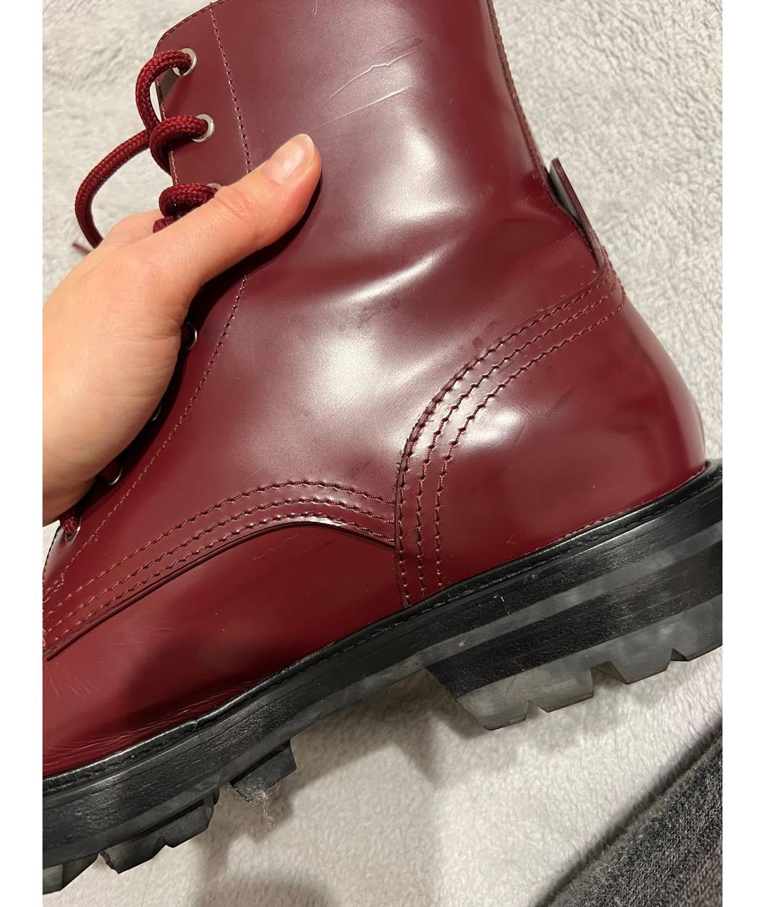 ALEXANDER MCQUEEN Бордовые кожаные высокие ботинки, фото 6