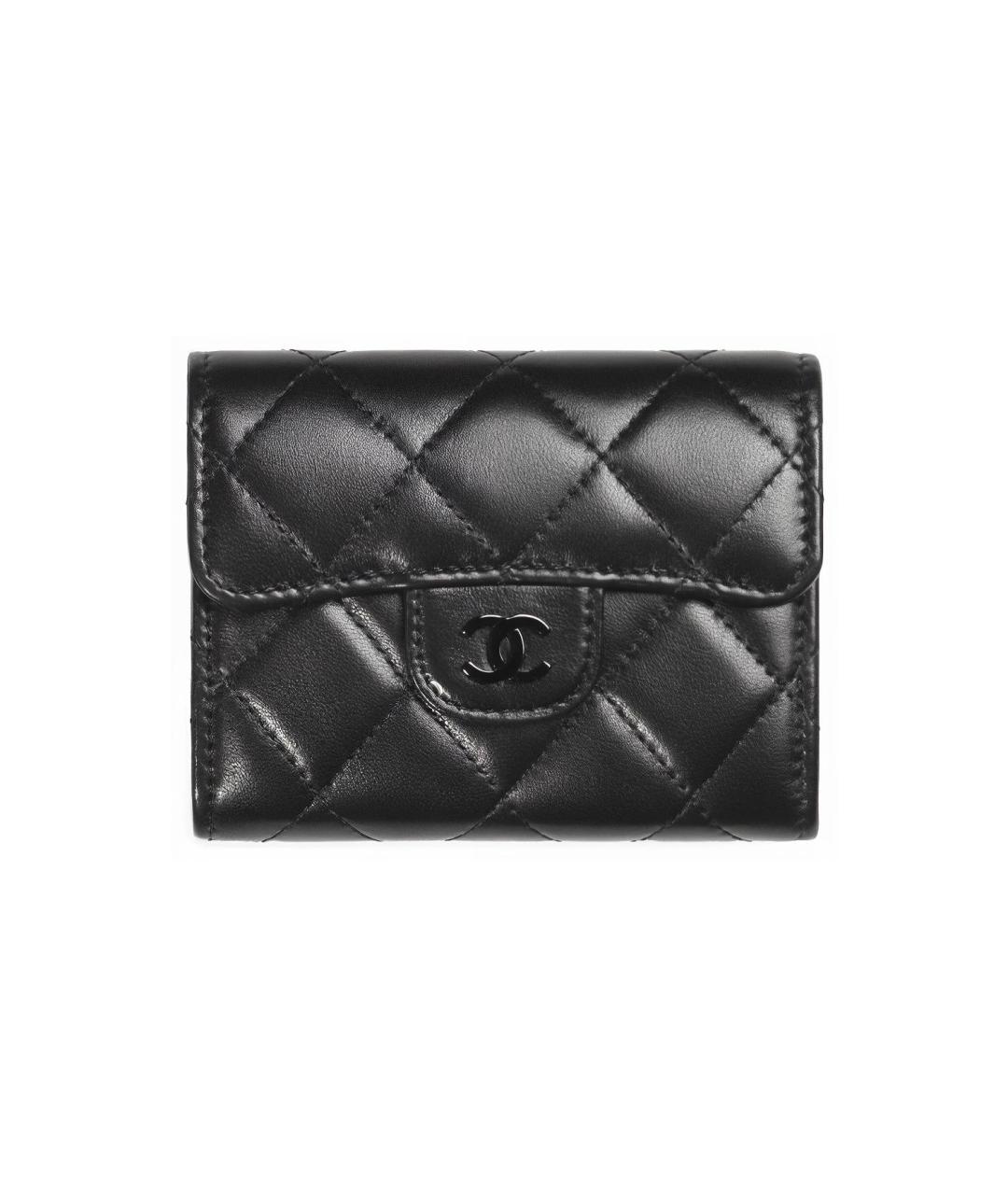 CHANEL Черный кожаный кошелек, фото 1
