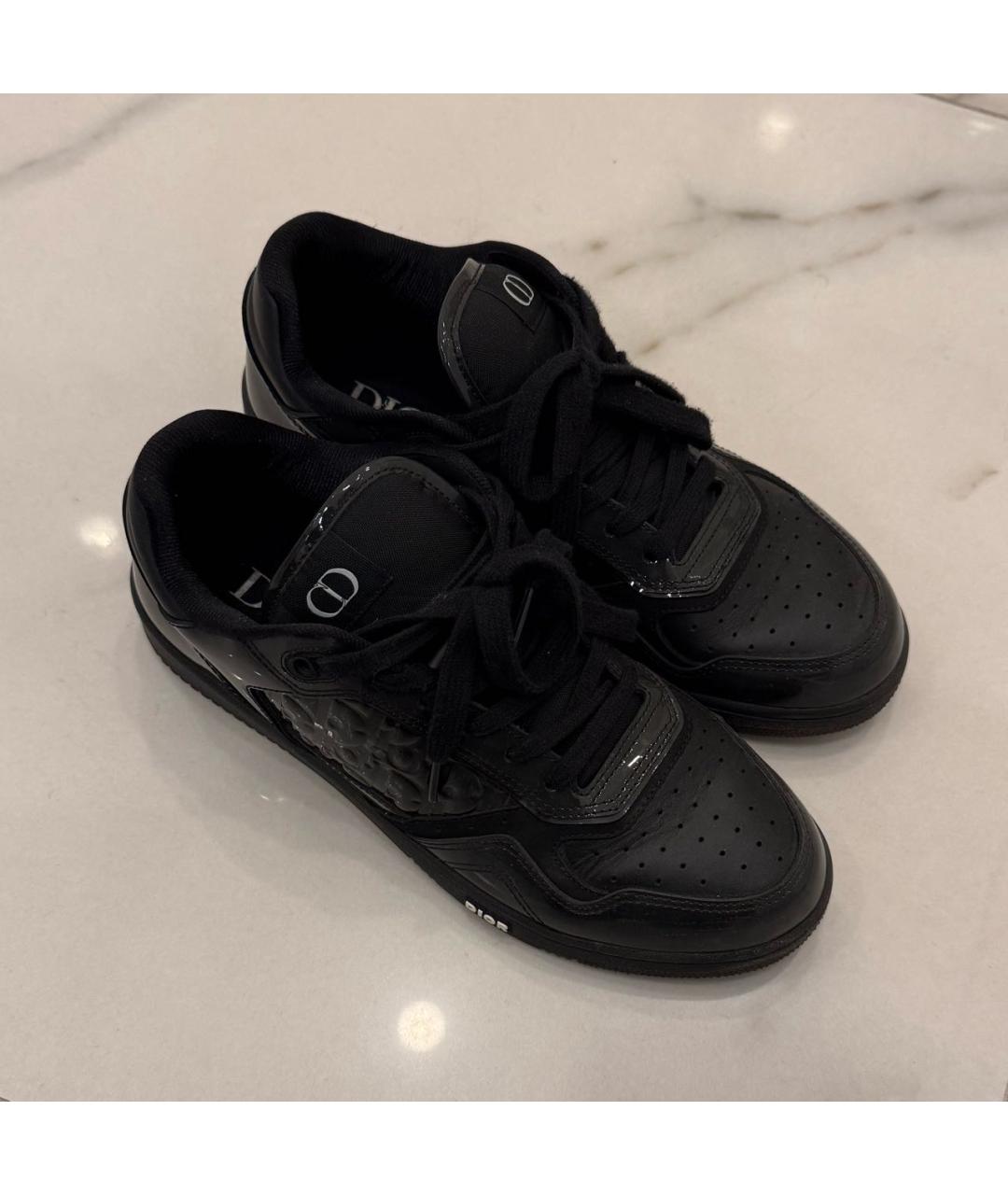 CHRISTIAN DIOR Черные низкие кроссовки / кеды из лакированной кожи, фото 2