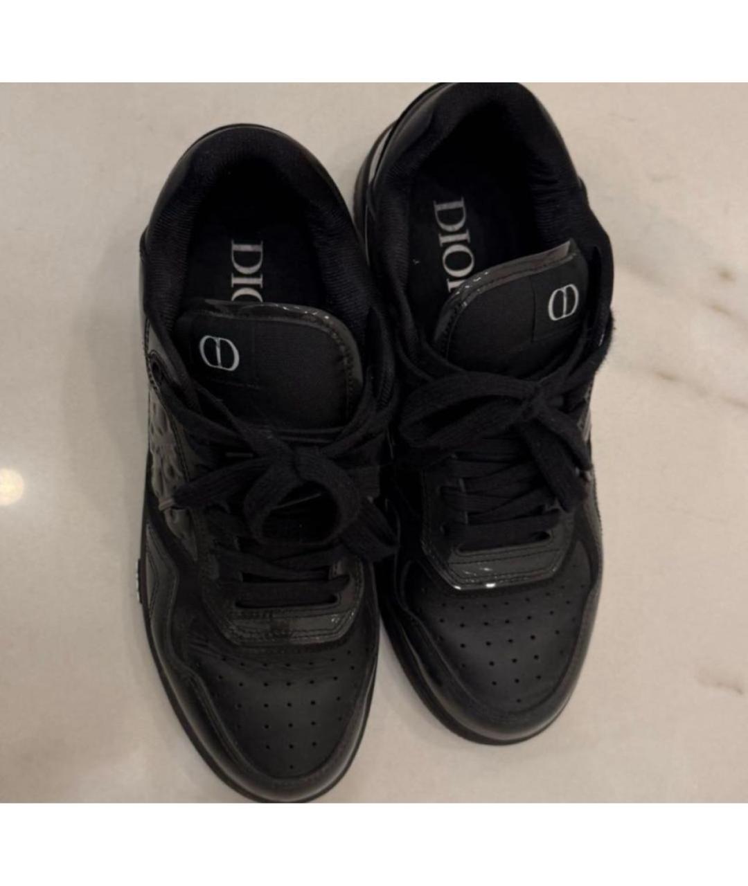 CHRISTIAN DIOR Черные низкие кроссовки / кеды из лакированной кожи, фото 4