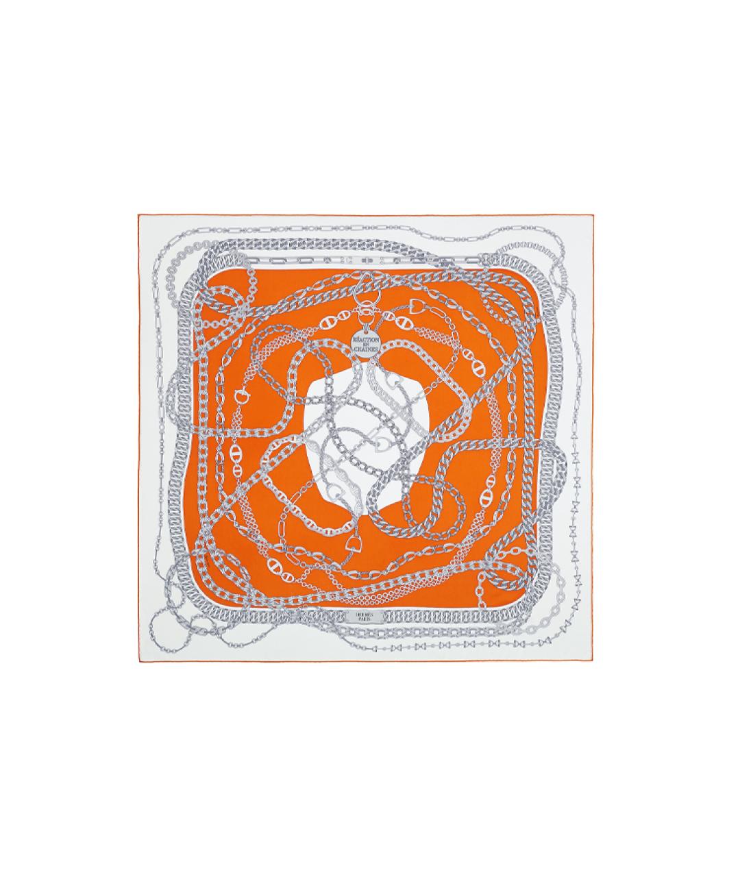 HERMES Оранжевый шелковый шарф, фото 1