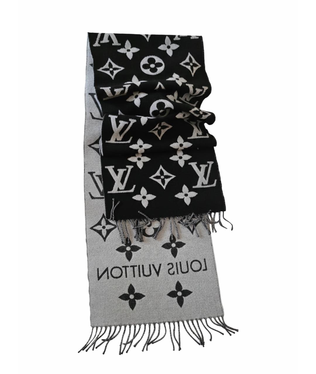 LOUIS VUITTON Черный шерстяной шарф, фото 1