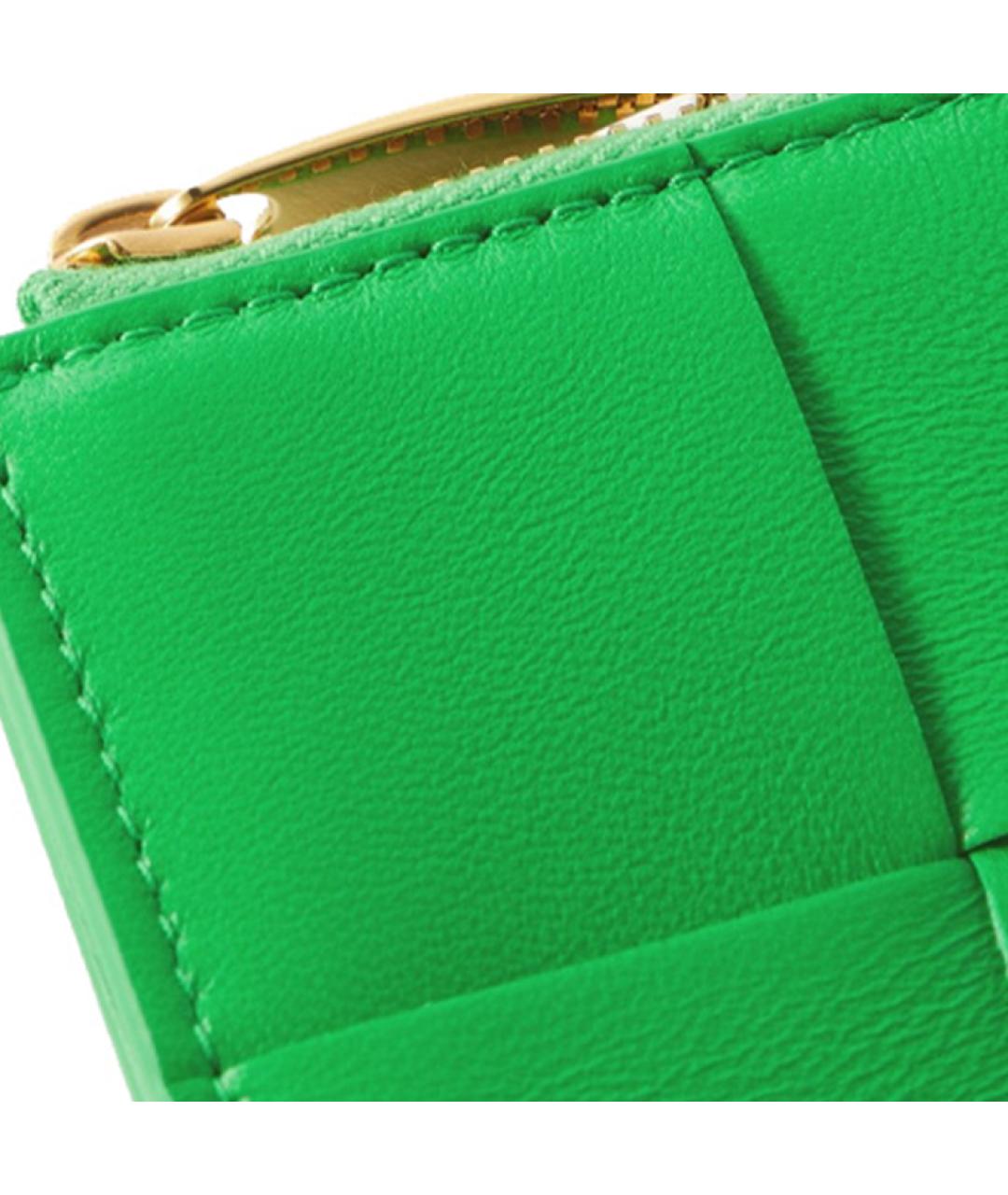 BOTTEGA VENETA Зеленый кожаный кардхолдер, фото 3