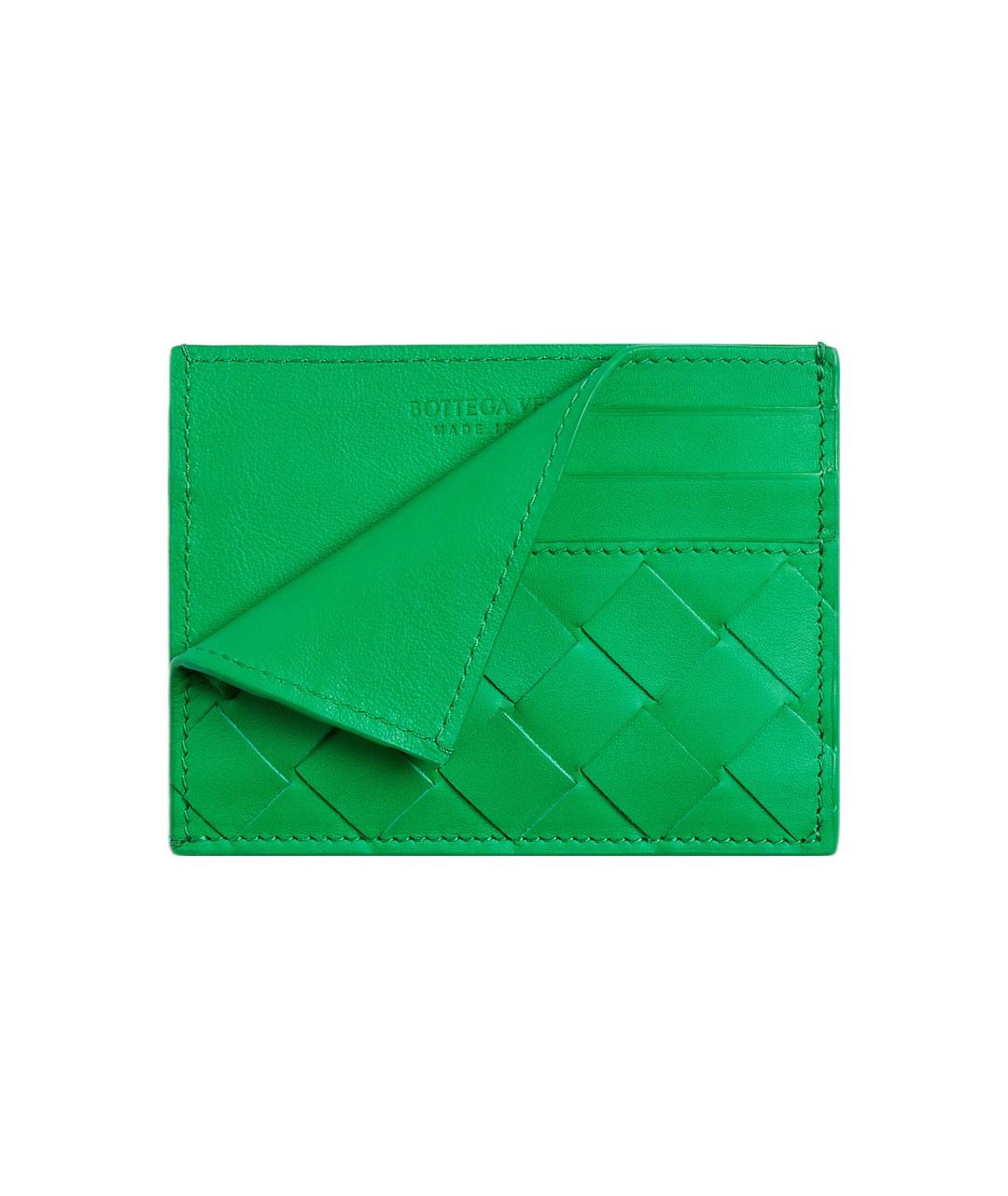BOTTEGA VENETA Зеленый кожаный кардхолдер, фото 2
