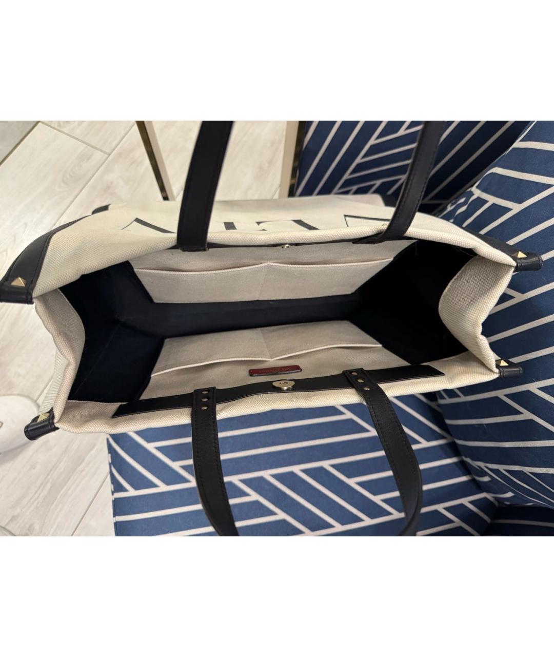 VALENTINO Белая тканевая сумка с короткими ручками, фото 4