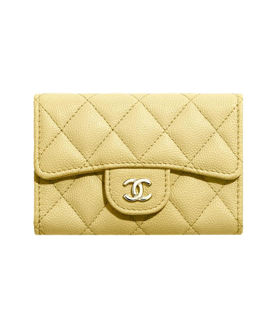 CHANEL Желтый кожаный кошелек, фото 1