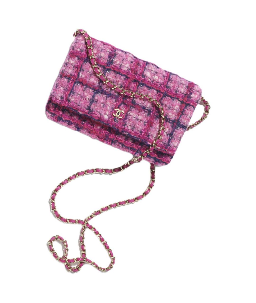 CHANEL Розовая твидовая сумка через плечо, фото 2