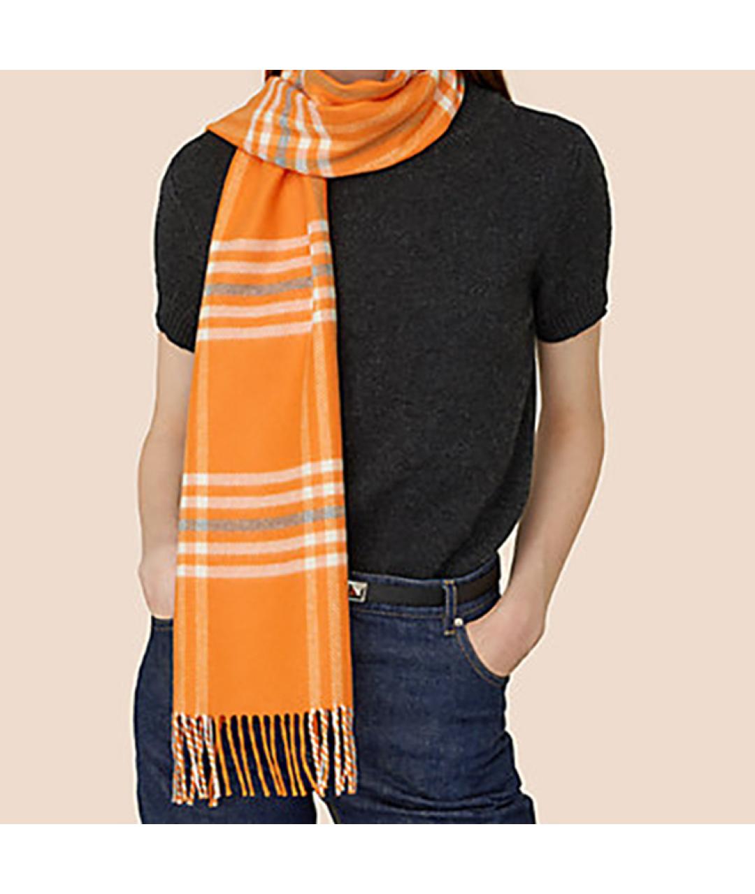 HERMES Оранжевый шарф, фото 2