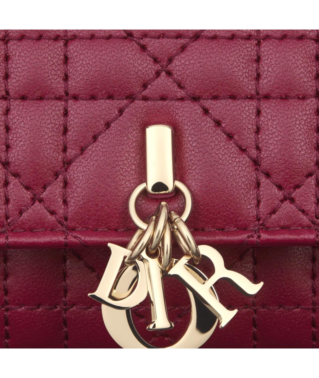 CHRISTIAN DIOR Бордовый кожаный кошелек, фото 4