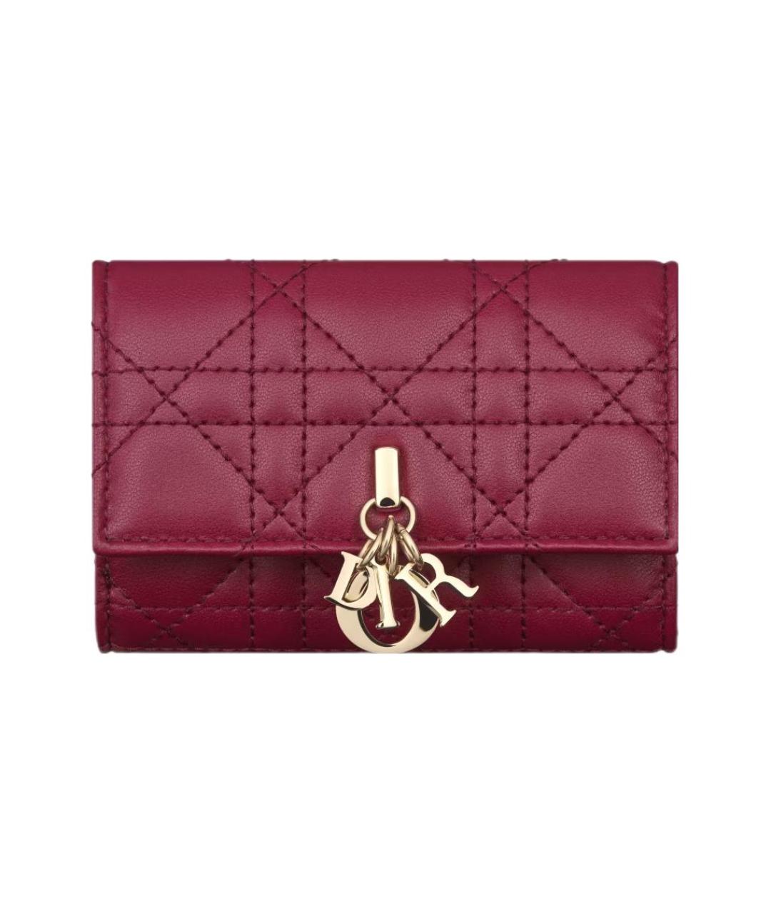 CHRISTIAN DIOR Бордовый кожаный кошелек, фото 1