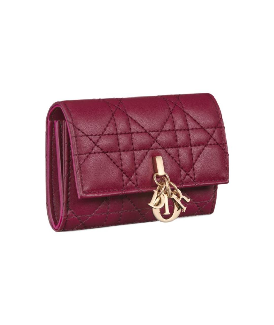 CHRISTIAN DIOR Бордовый кожаный кошелек, фото 2