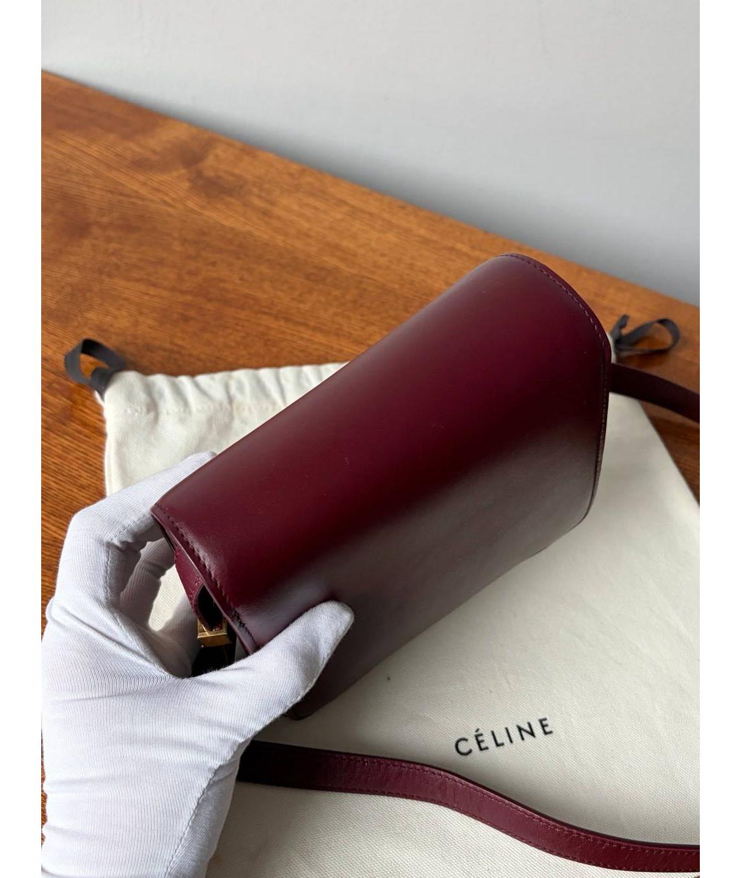 CELINE Бордовая кожаная сумка через плечо, фото 14