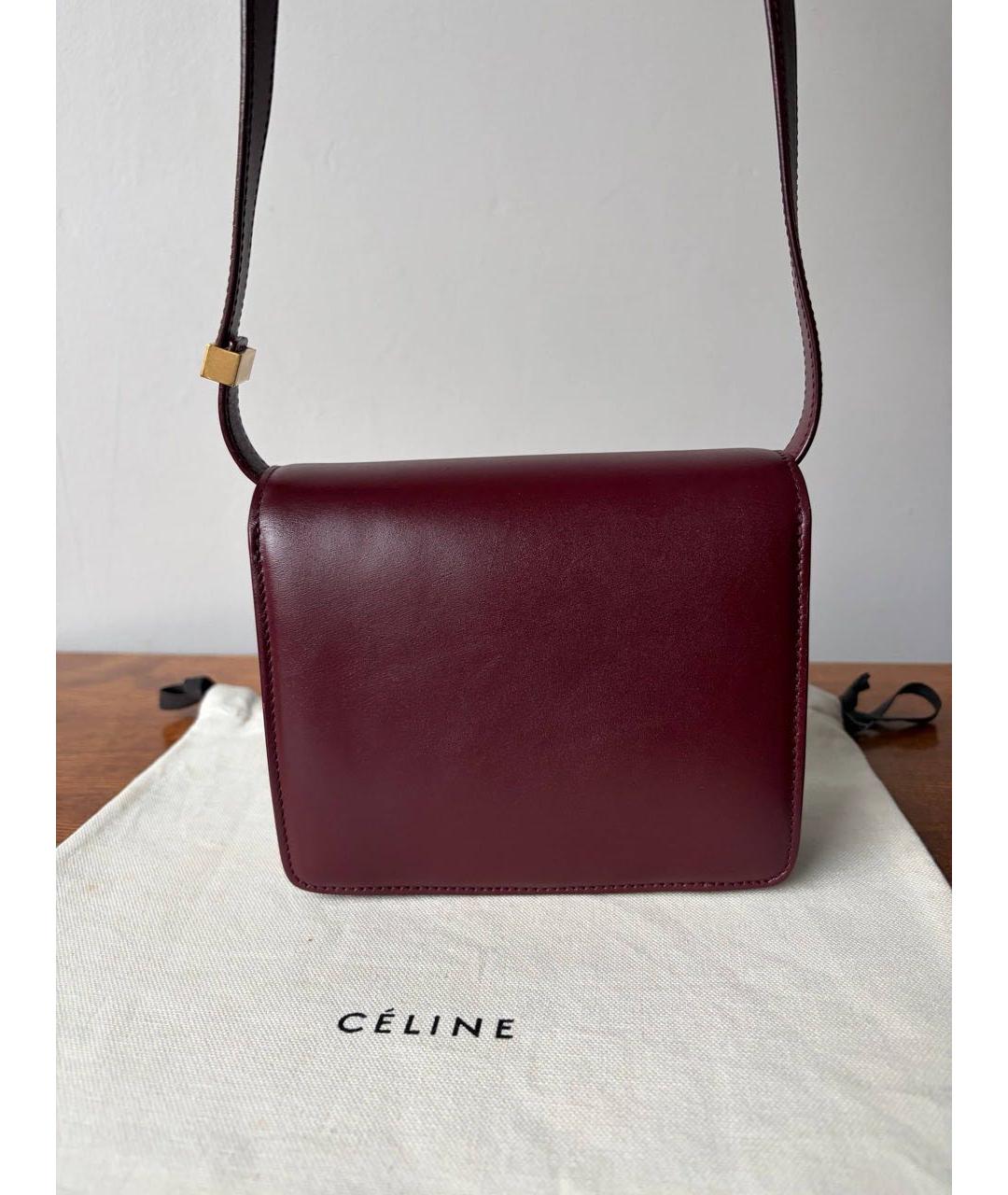 CELINE Бордовая кожаная сумка через плечо, фото 8