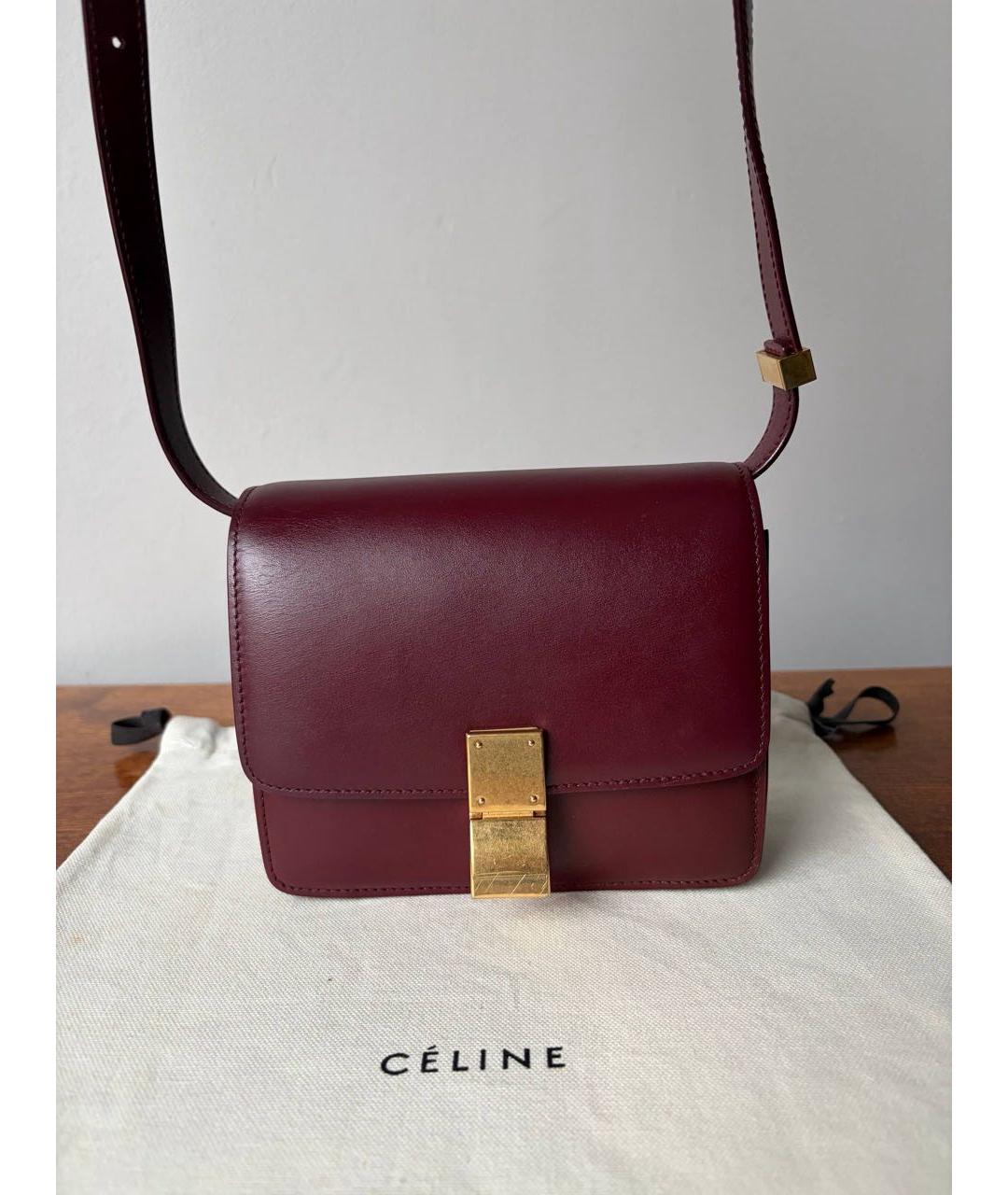 CELINE Бордовая кожаная сумка через плечо, фото 5