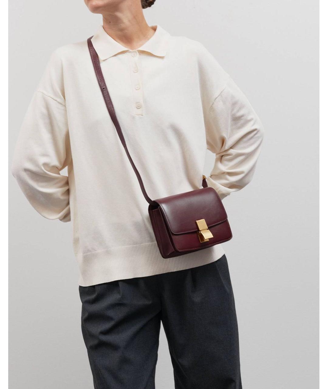 CELINE Бордовая кожаная сумка через плечо, фото 3