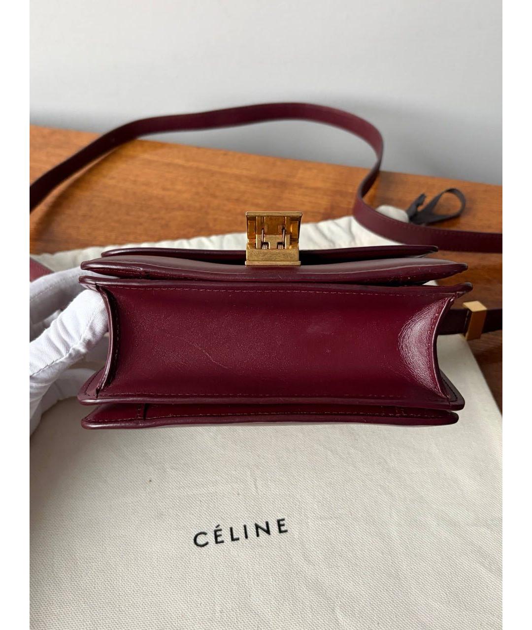CELINE Бордовая кожаная сумка через плечо, фото 11