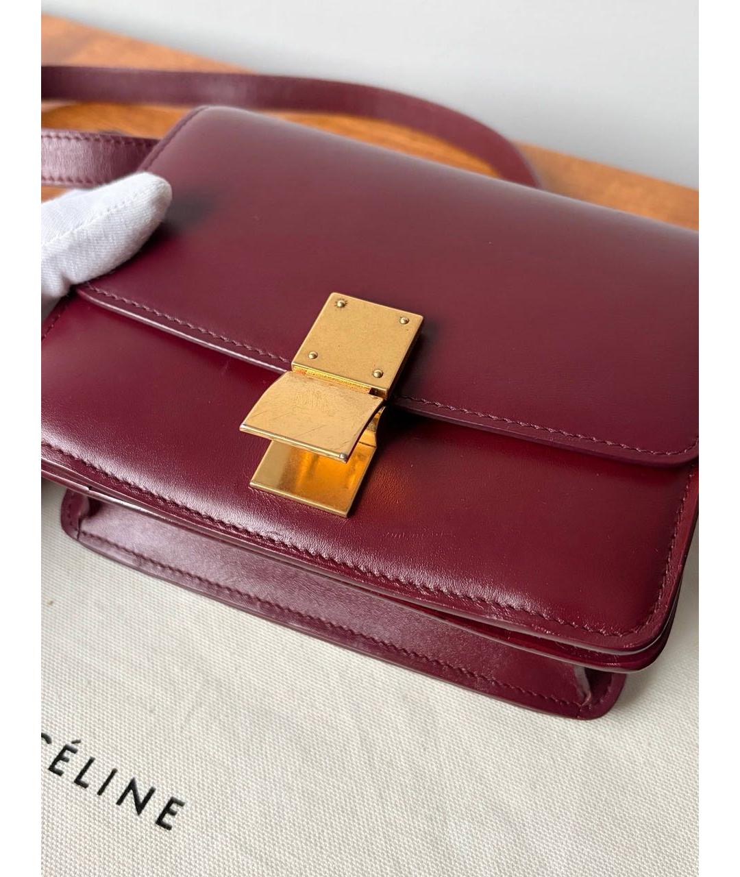 CELINE Бордовая кожаная сумка через плечо, фото 9