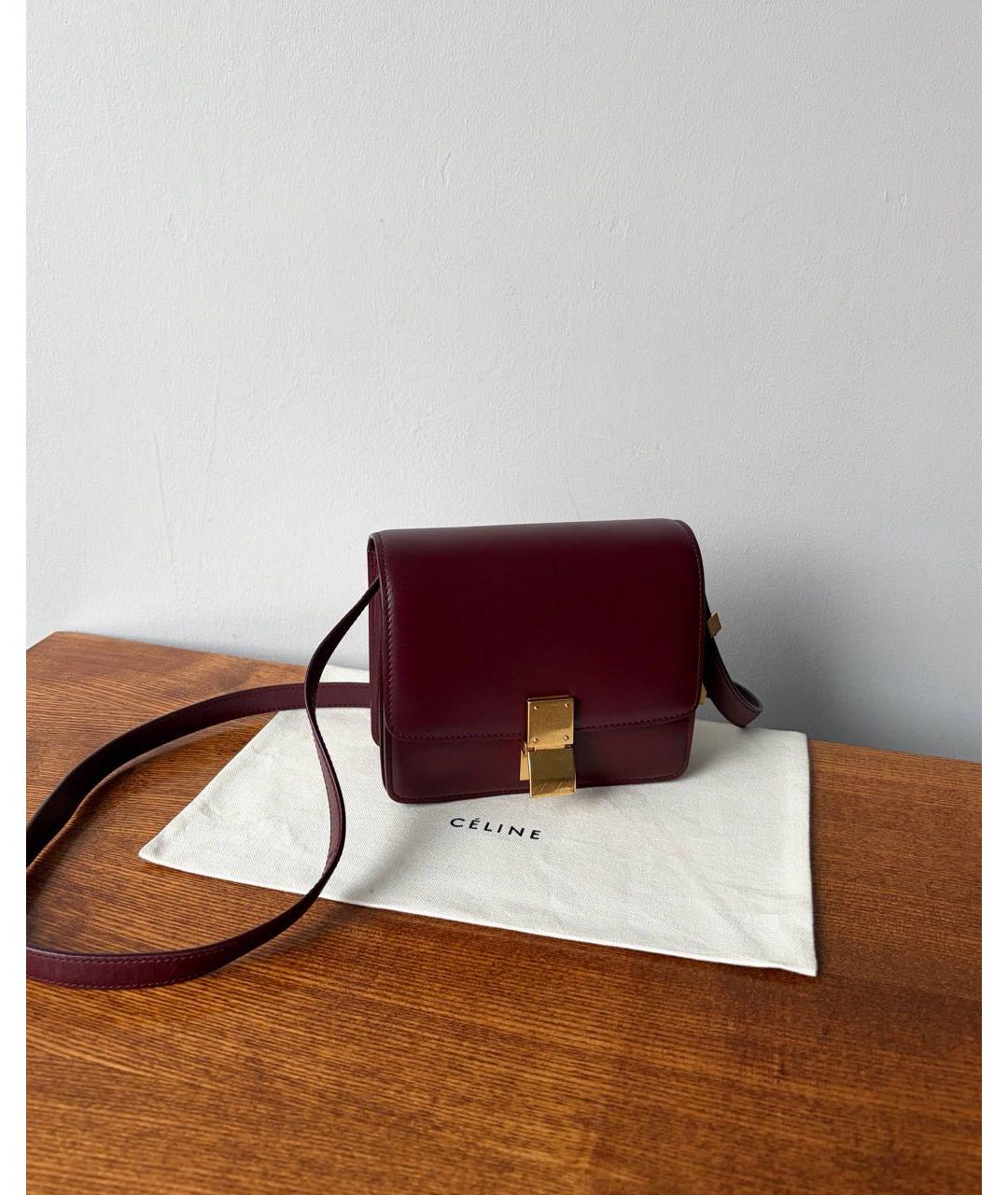 CELINE Бордовая кожаная сумка через плечо, фото 17