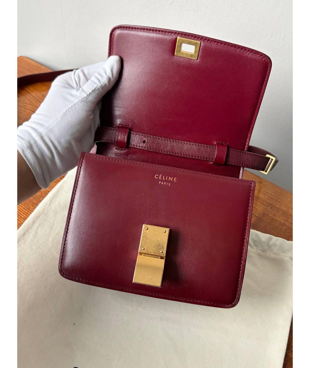 CELINE Бордовая кожаная сумка через плечо, фото 15