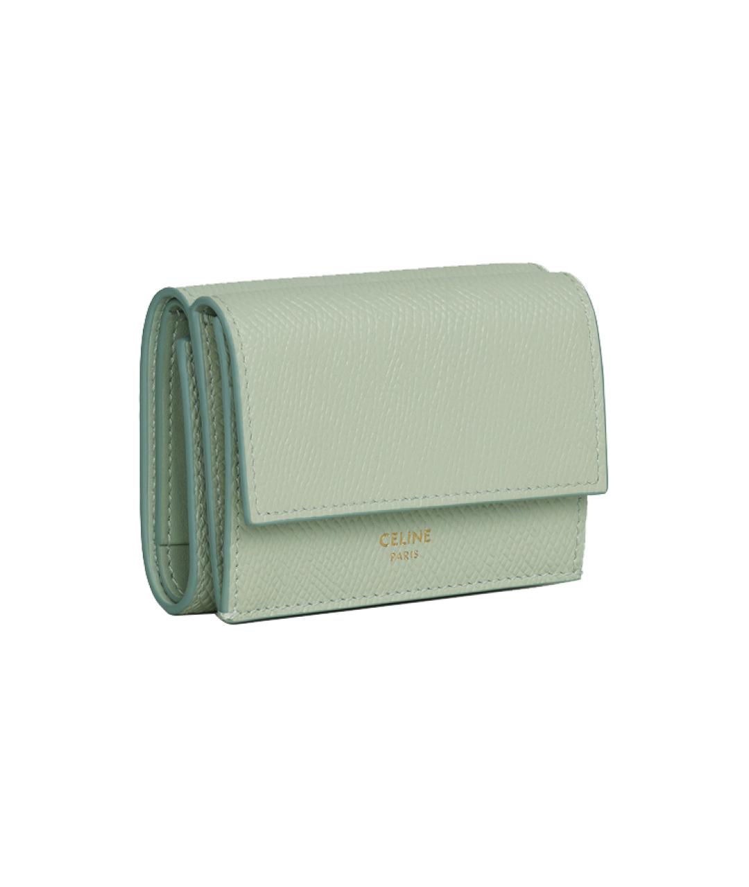 CELINE Салатовый кожаный кошелек, фото 2
