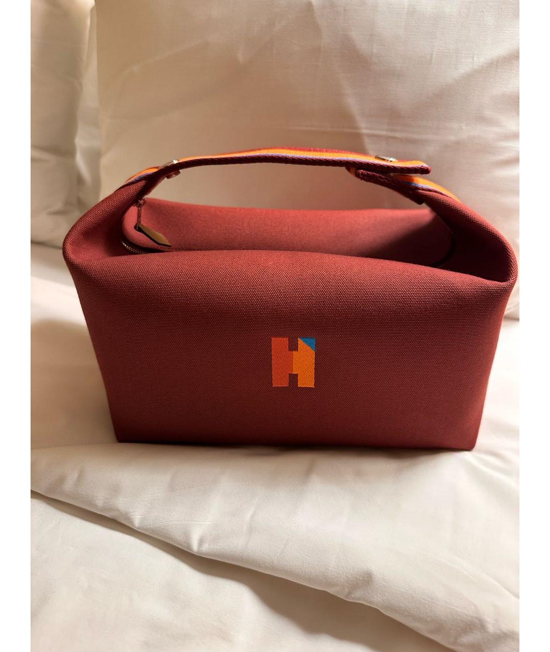 HERMES Бордовая косметичка, фото 3