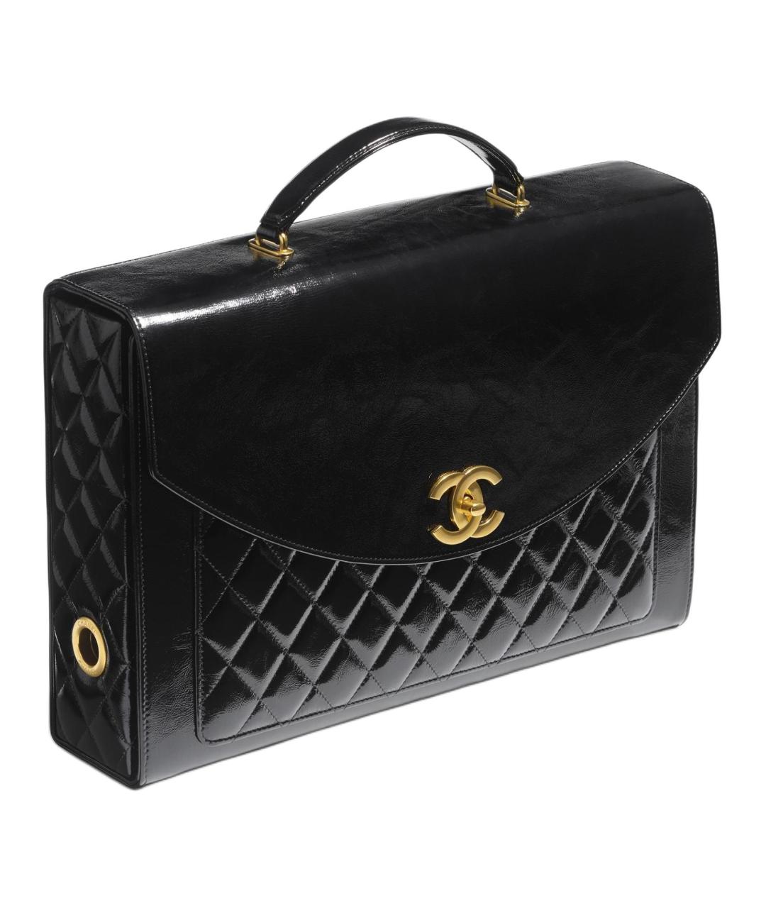 CHANEL Черная кожаная сумка с короткими ручками, фото 1