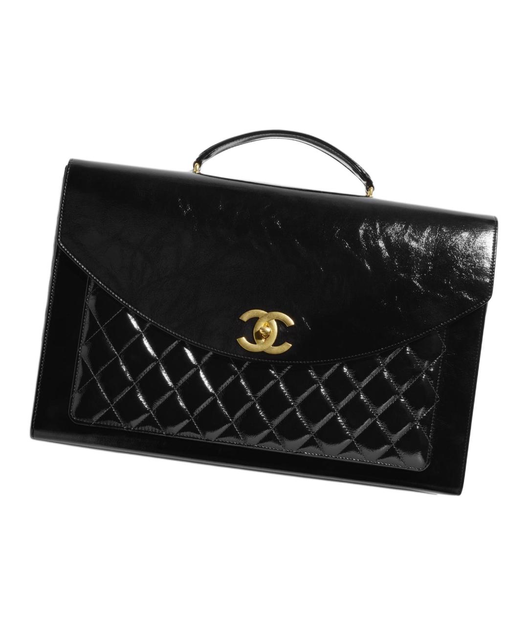 CHANEL Черная кожаная сумка с короткими ручками, фото 2