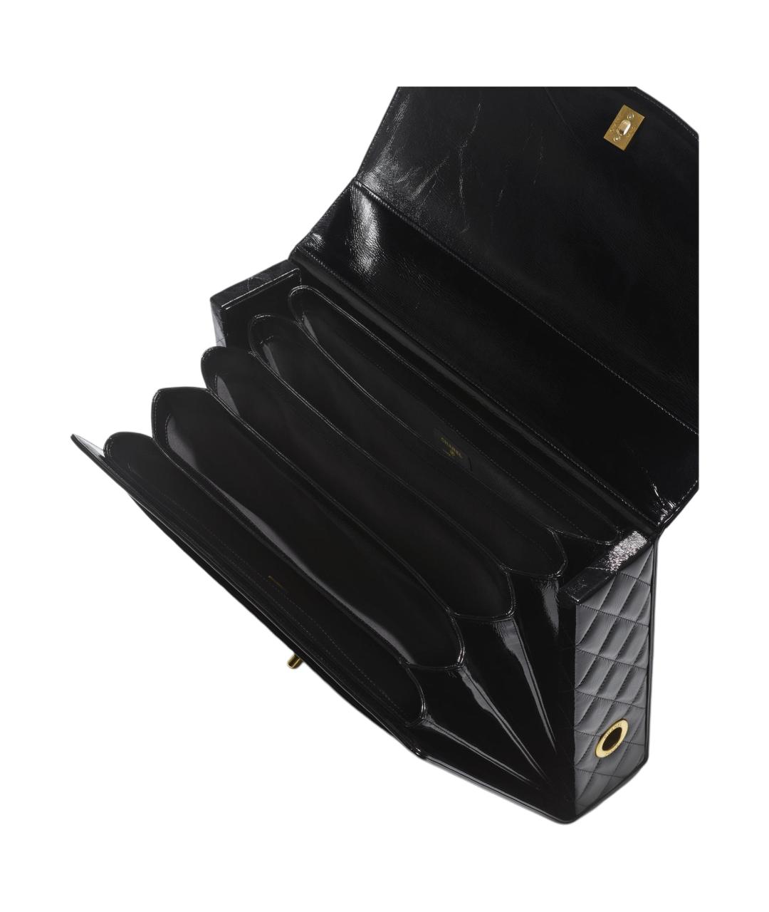 CHANEL Черная кожаная сумка с короткими ручками, фото 3