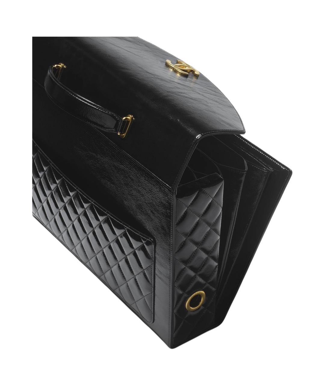 CHANEL Черная кожаная сумка с короткими ручками, фото 4
