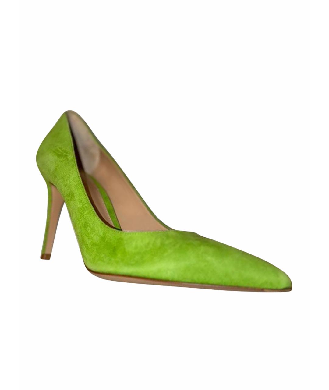 GIANVITO ROSSI Салатовые замшевые туфли, фото 1