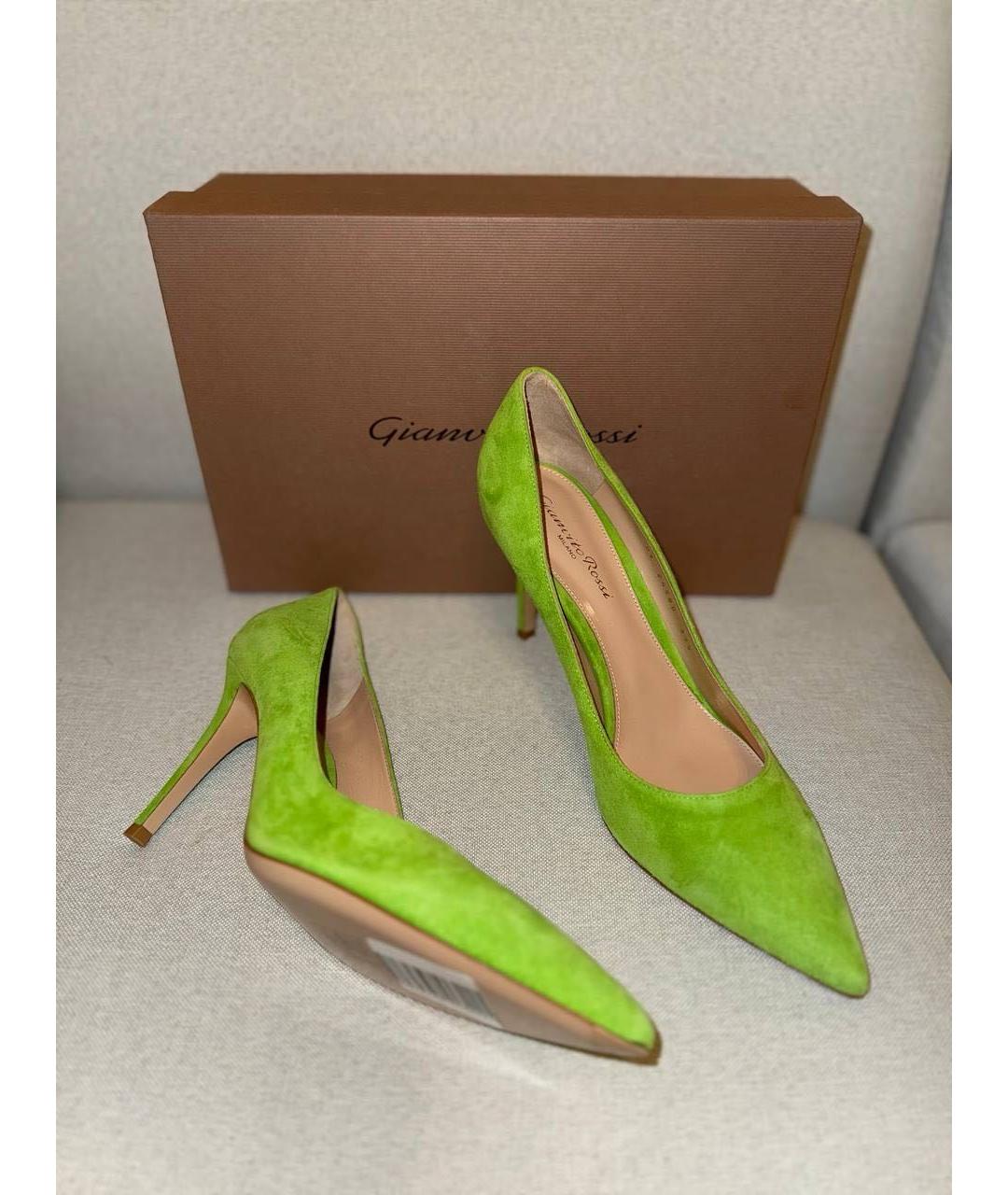 GIANVITO ROSSI Салатовые замшевые туфли, фото 3