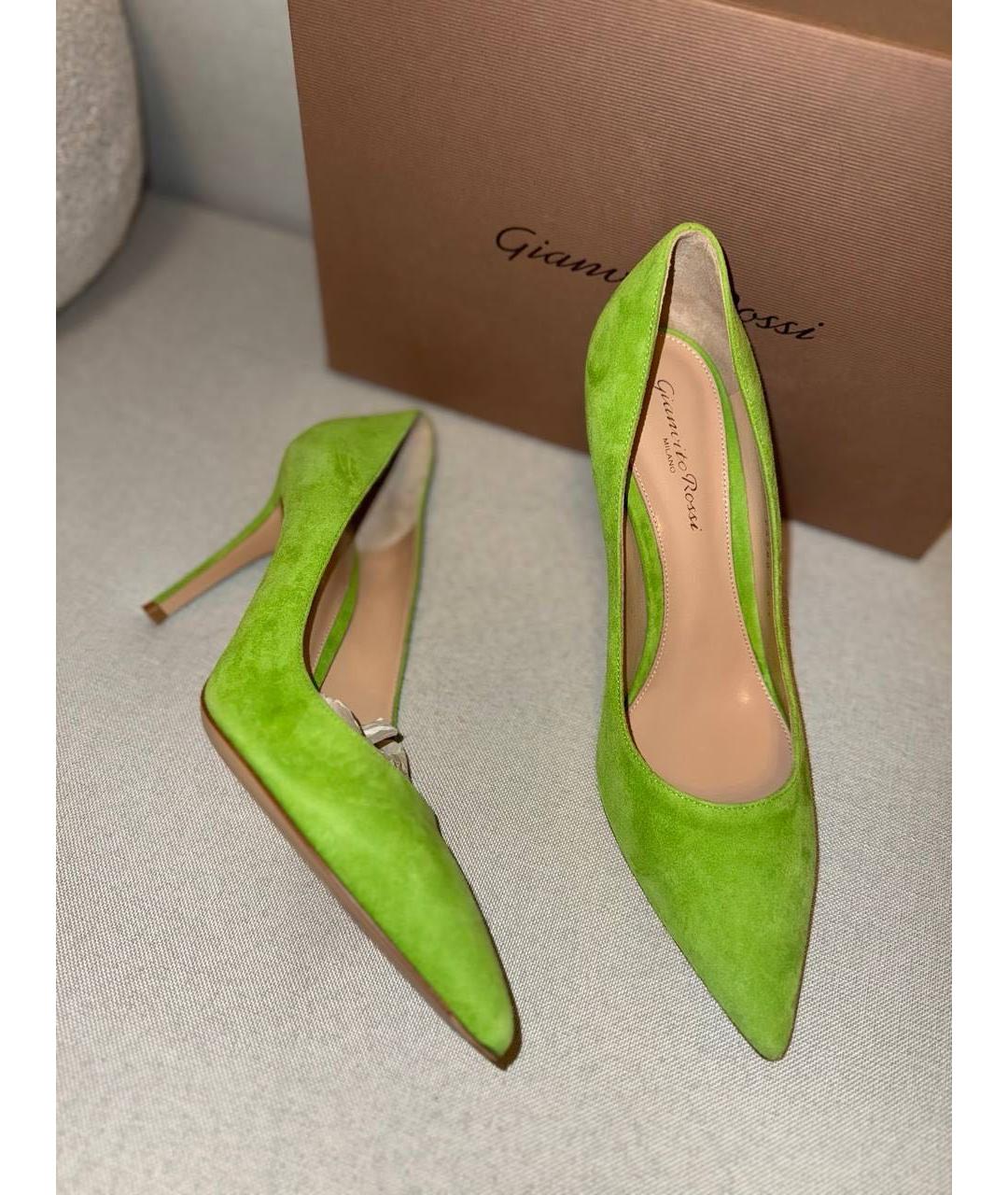 GIANVITO ROSSI Салатовые замшевые туфли, фото 6