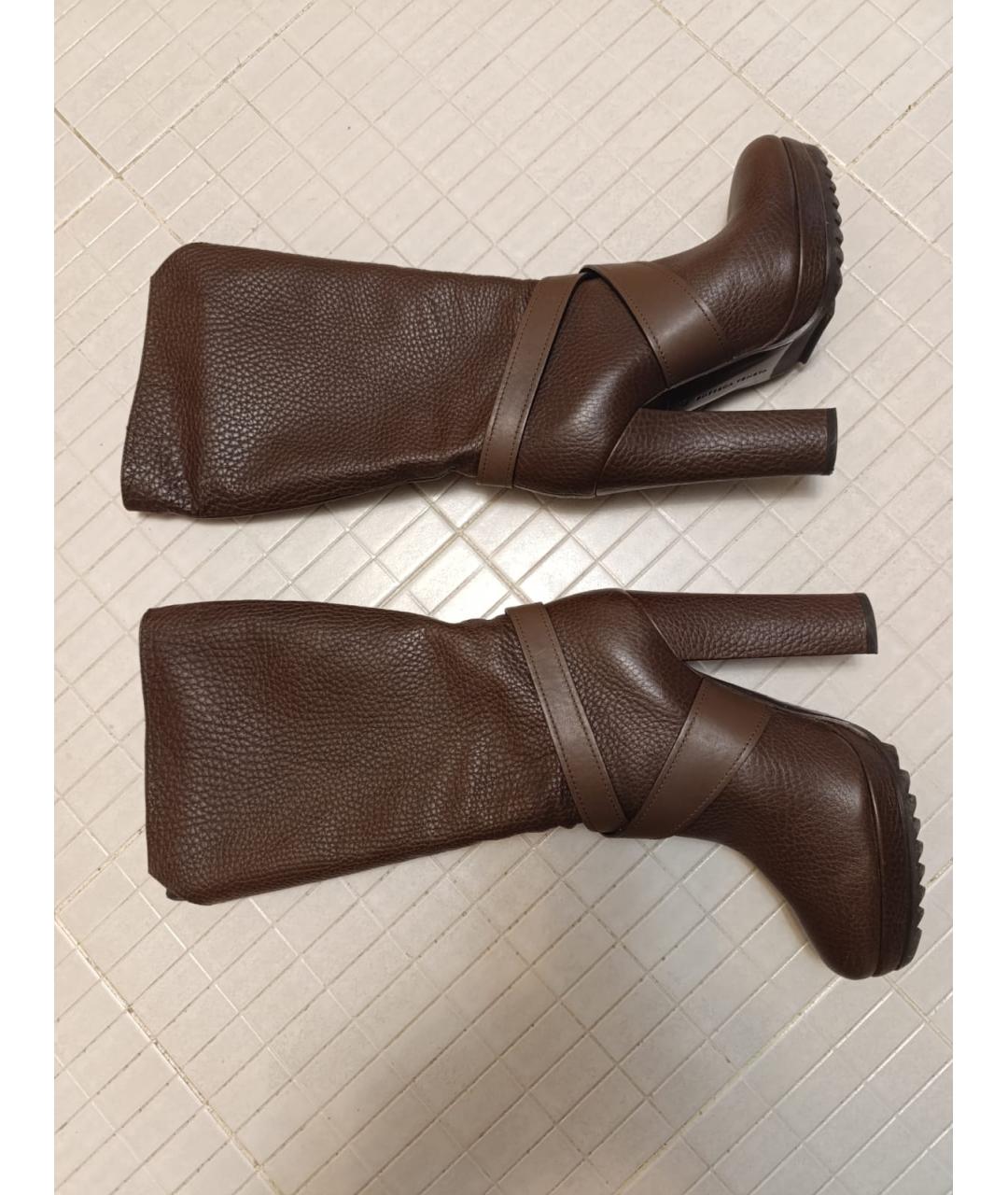 BOTTEGA VENETA Коричневые кожаные сапоги, фото 3