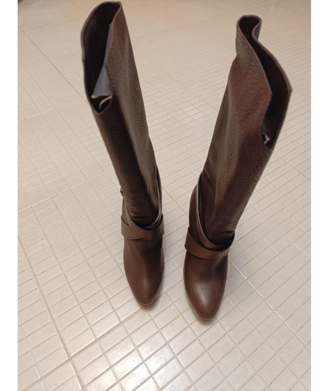 BOTTEGA VENETA Коричневые кожаные сапоги, фото 2