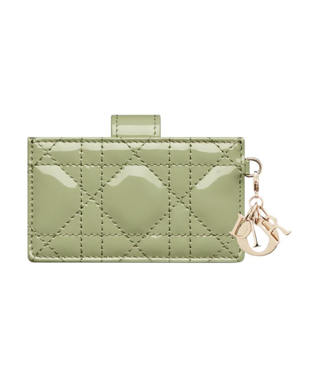 CHRISTIAN DIOR Зеленый кожаный кардхолдер, фото 3