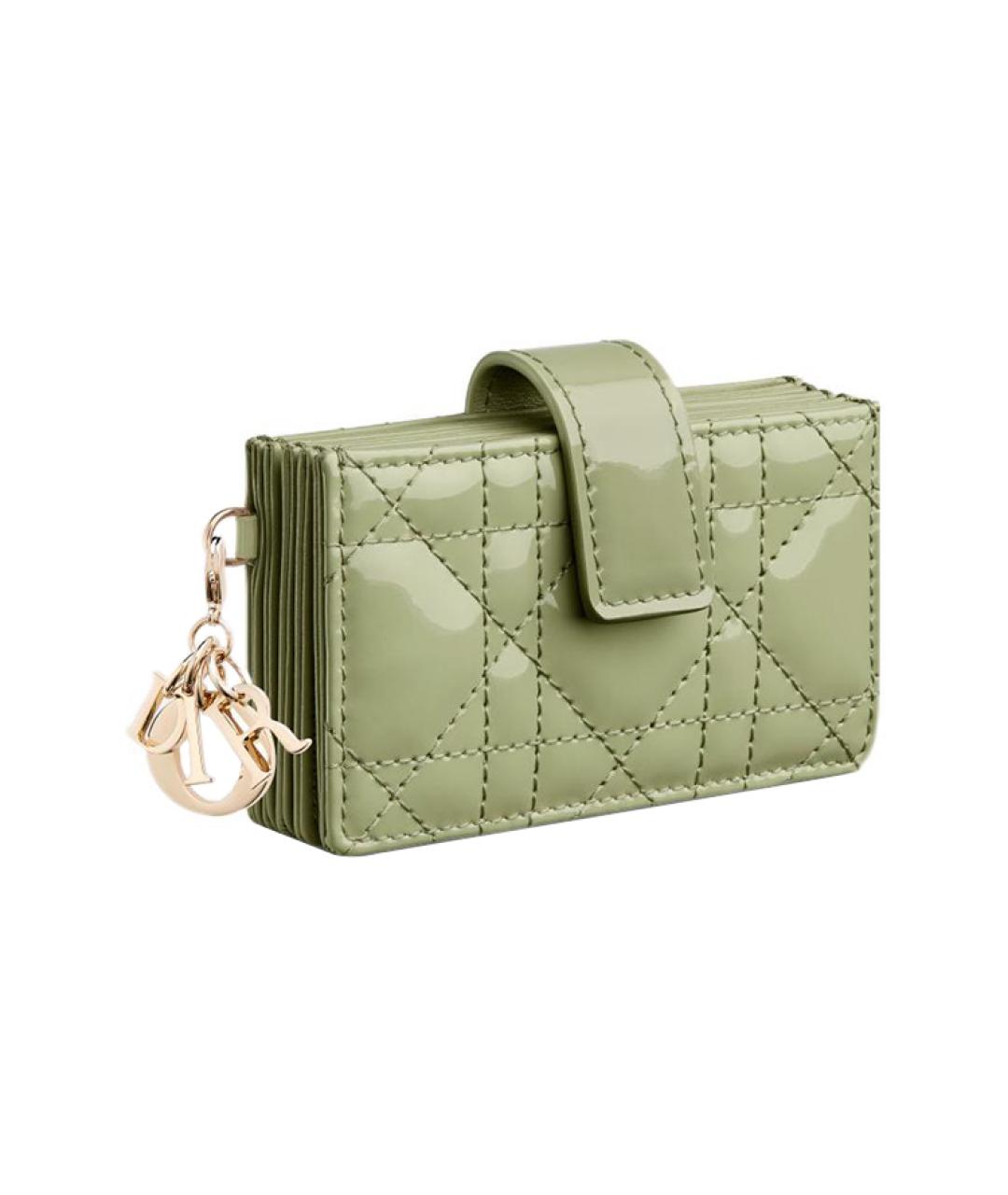 CHRISTIAN DIOR Зеленый кожаный кардхолдер, фото 2