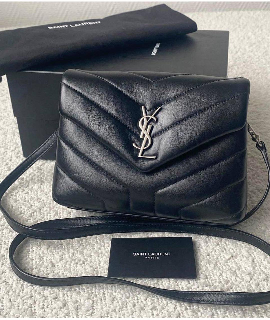 SAINT LAURENT Черная кожаная сумка через плечо, фото 3