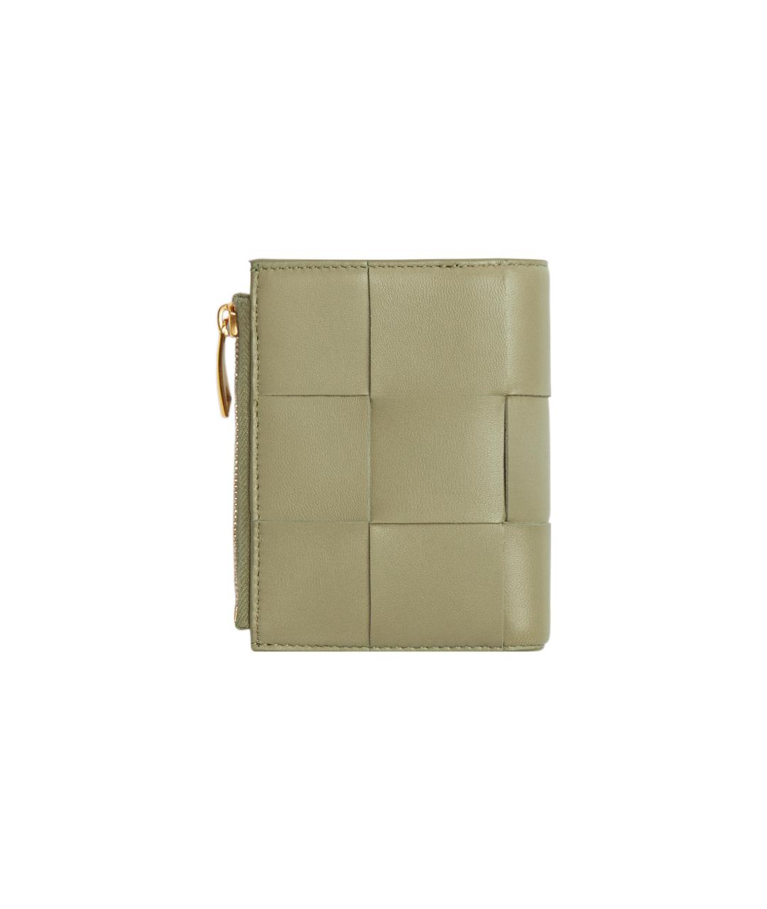 BOTTEGA VENETA Зеленый кожаный кошелек, фото 2