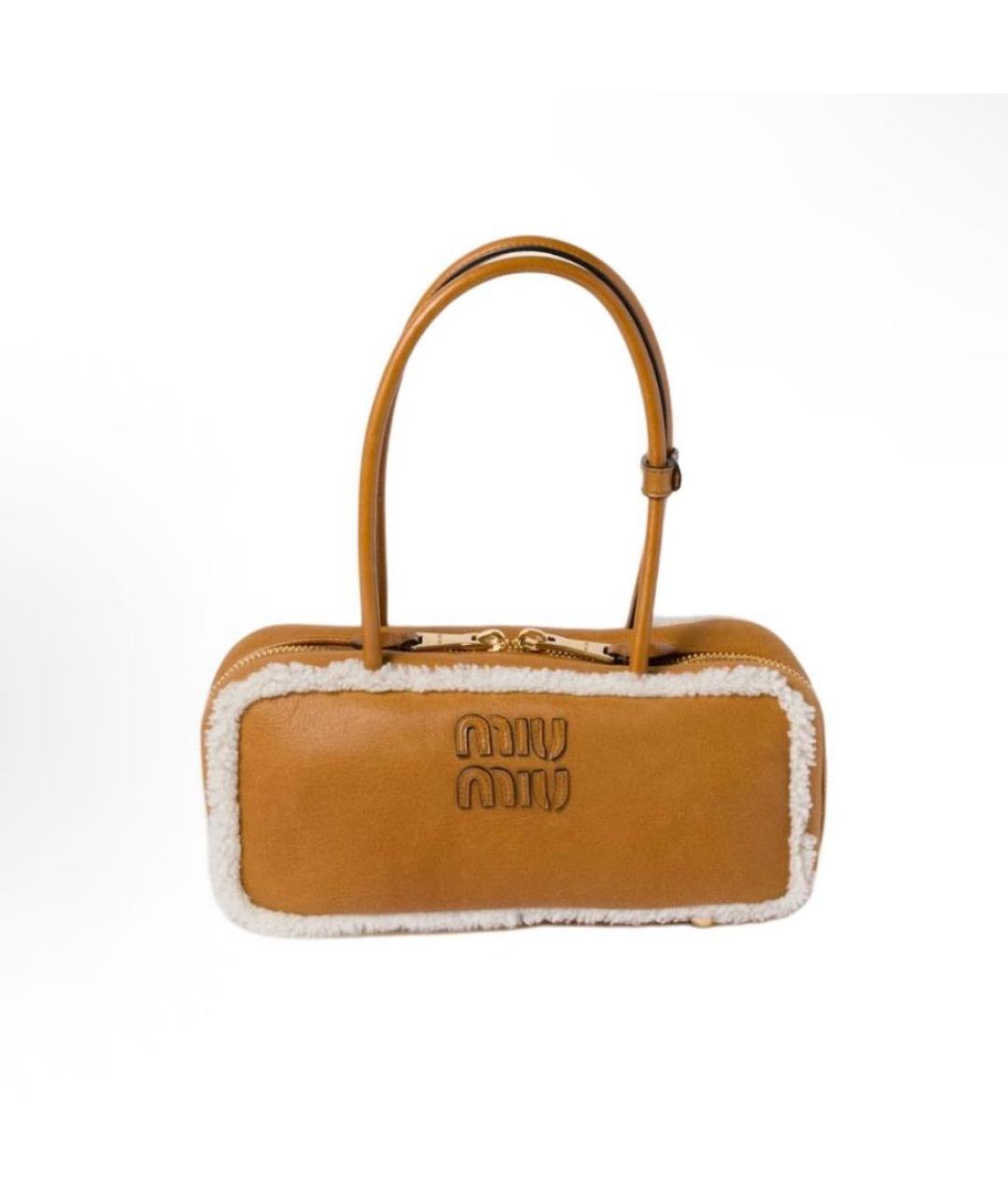 MIU MIU Коричневая кожаная сумка с короткими ручками, фото 7