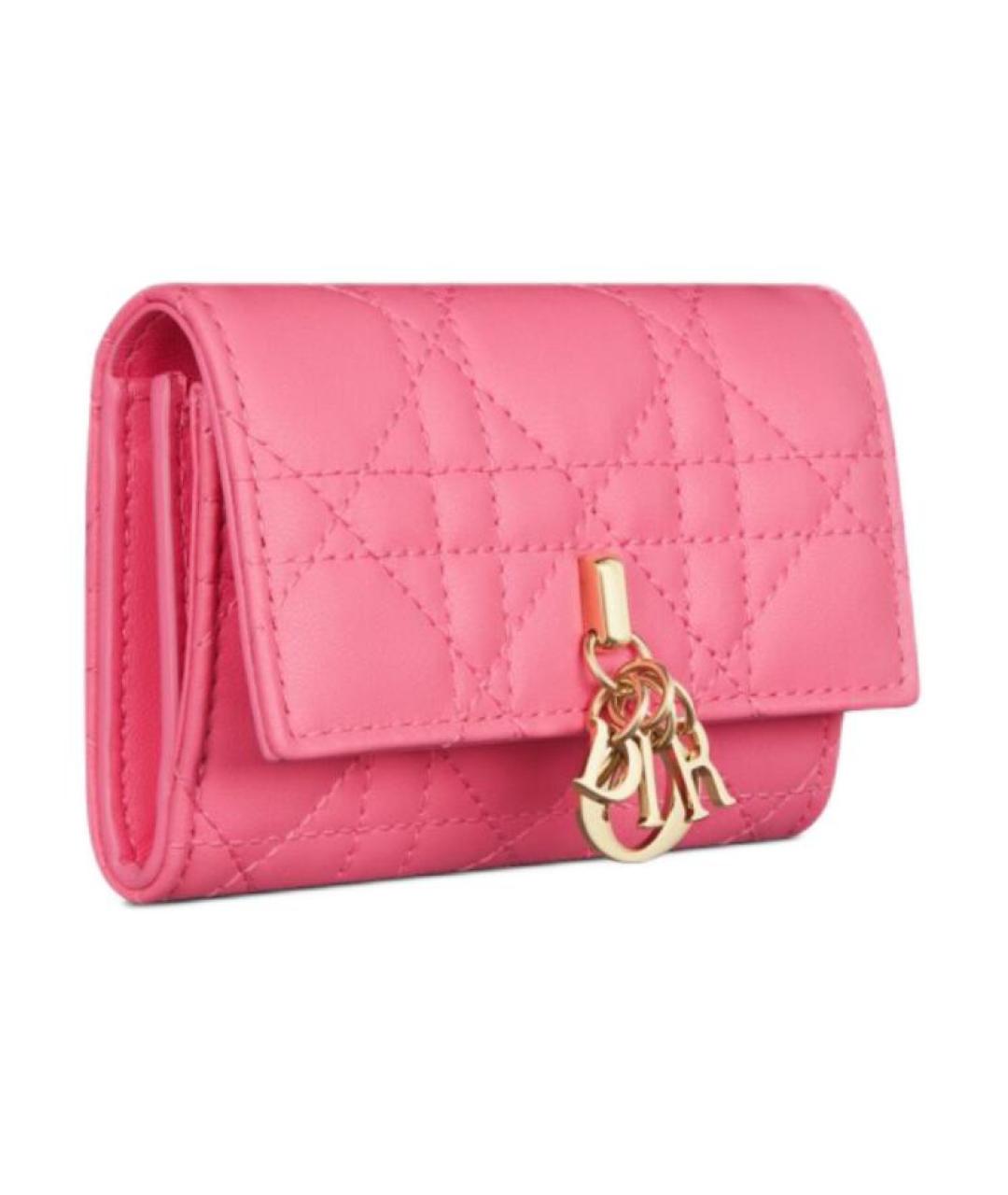 CHRISTIAN DIOR Розовый кожаный кошелек, фото 2